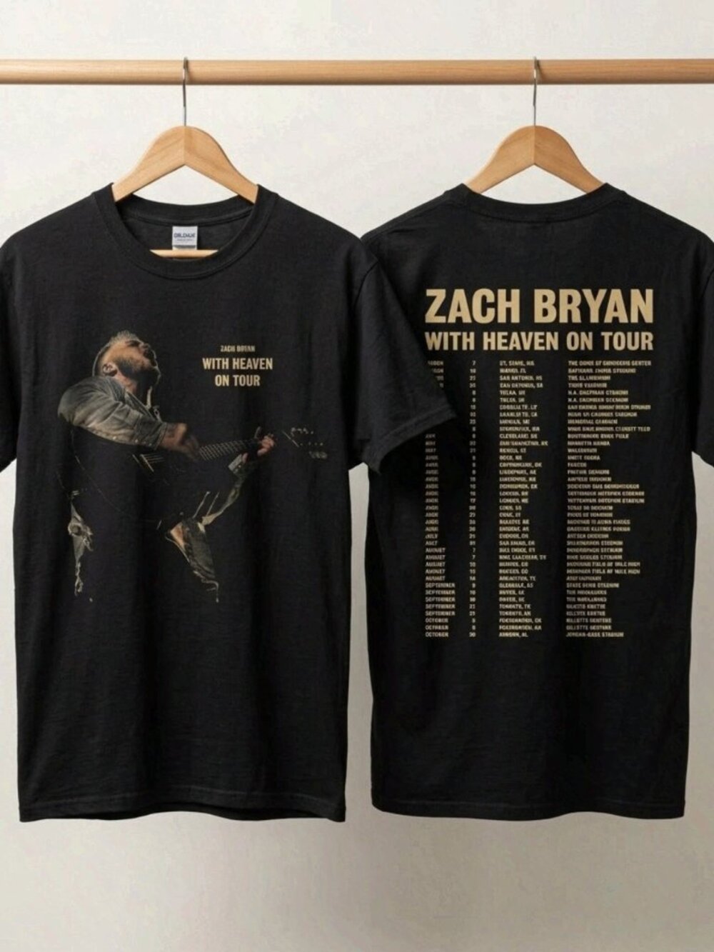 Zach Bryan 2026 Tour Dates With Heaven On Top Photo Tour T-Shirt Reprint